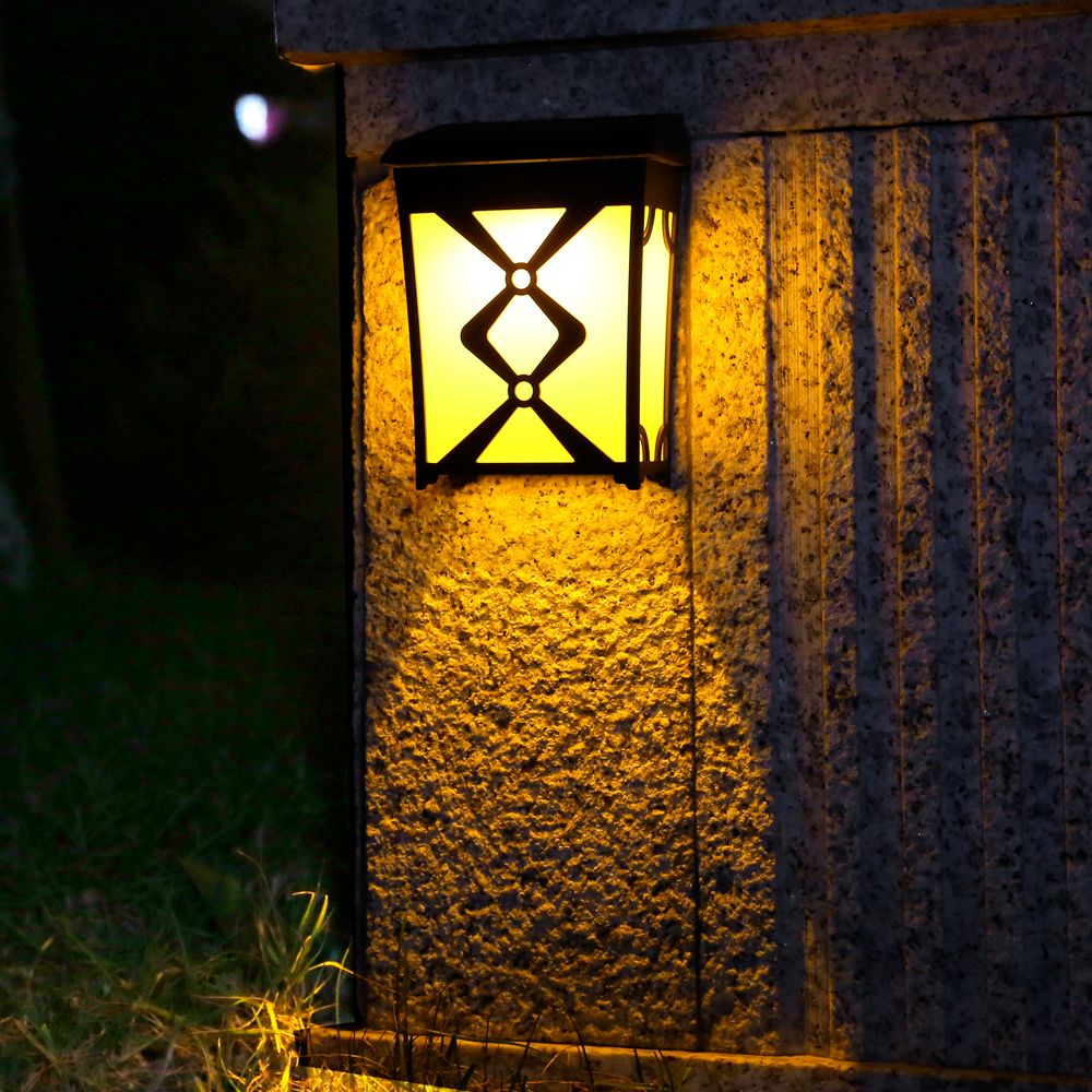 2 pcs/lot solar wall light outdoor garden light Villa residential wall decoration LED garden light One-click switch light gold +RGB